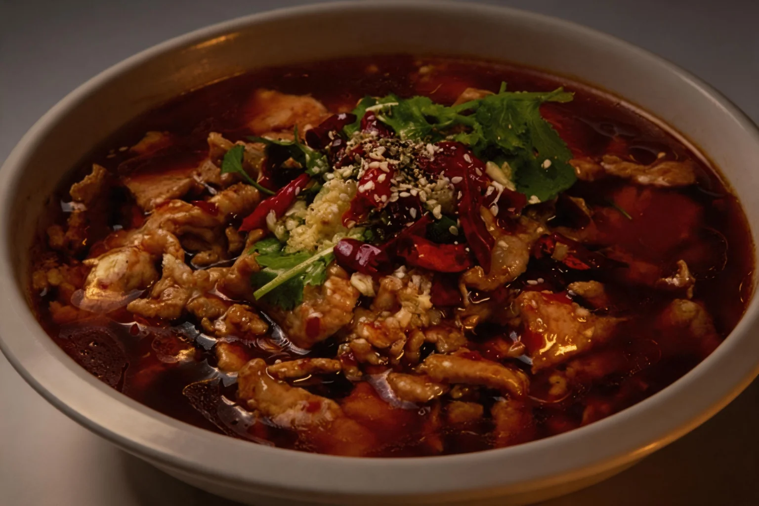 A14 Beef pot in a bowl, dim light